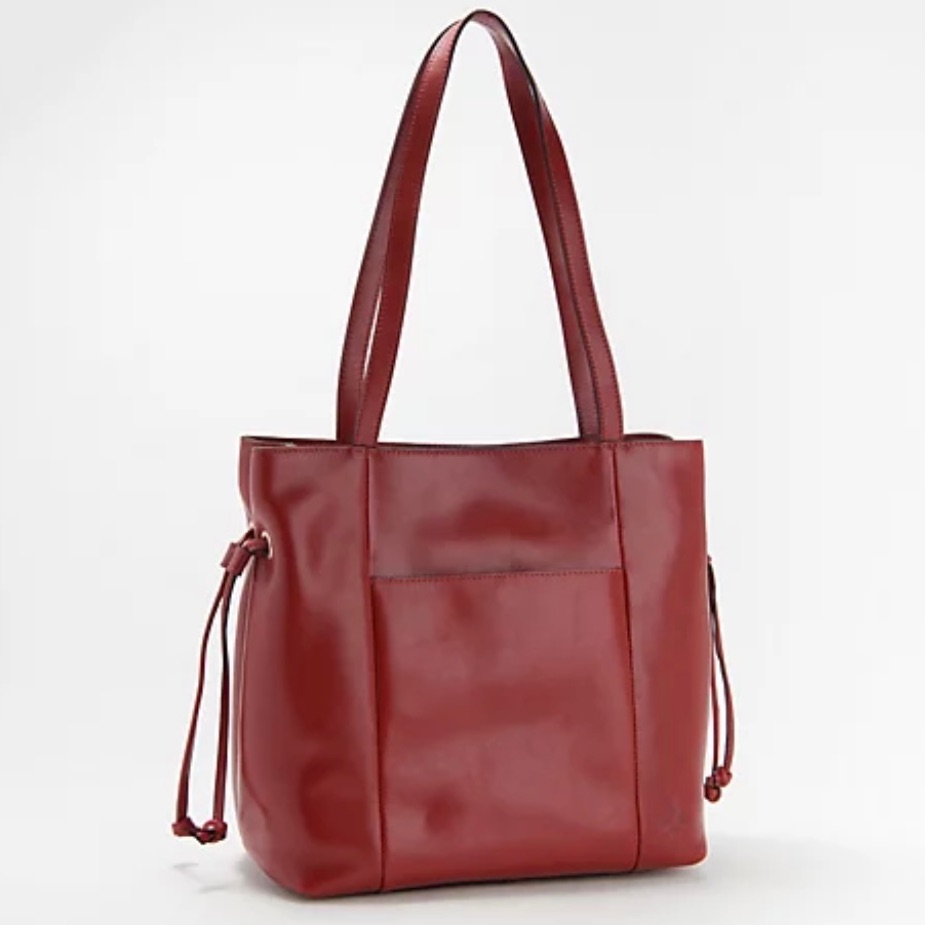 Patricia Nash “Everton” Slouchy Leather Tote In Berry Red